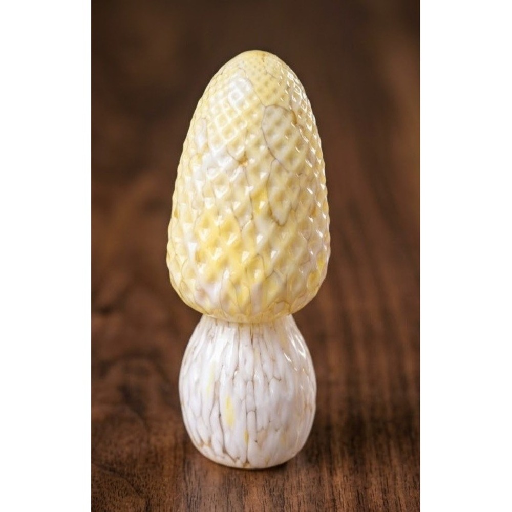 Vtg Yellow Slag Glass Morel Mushroom Replacement Fairy Lamp Shade 5" Miniature